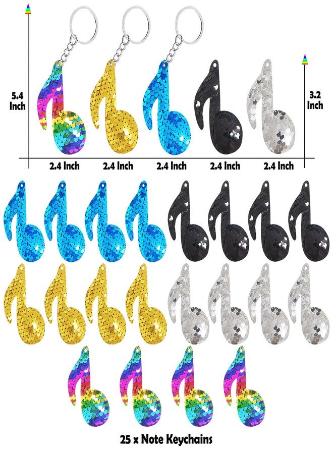 CiciBear 25 Pack Musical Note Sequin Keychains for Kids and Adults Birthday Gift, Baby Shower, Note Party Favor, 5 Colors - Image 2